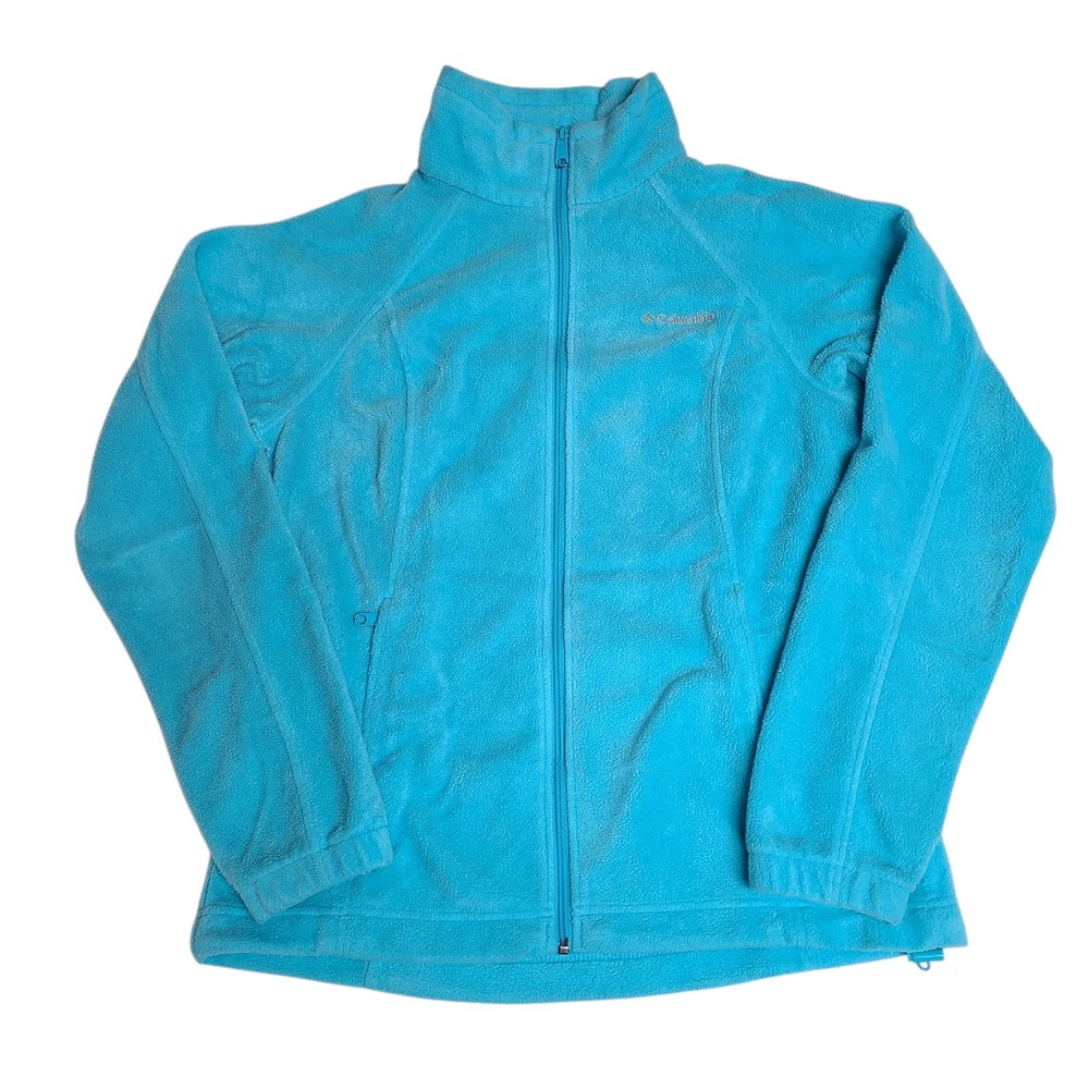 Columbia Women's Turquoise Fleece Jacket Full Zip Aqua Teal Outdoor Size M
